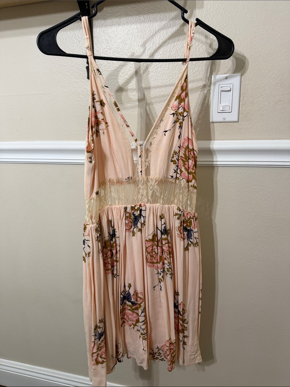 Anama Blush Pink Floral Mini Dress with Lace Waist